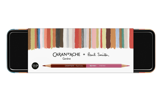 CARAN D'ACHE SET 12 COLOURED PENCILS BICOLOR & 1 BRUSH PAUL SMITH