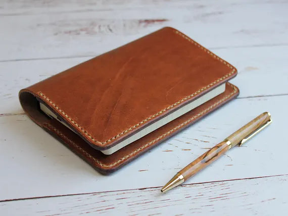 Custom Hand-stitched Leather Pocket Journal Cover - Grierson Studio