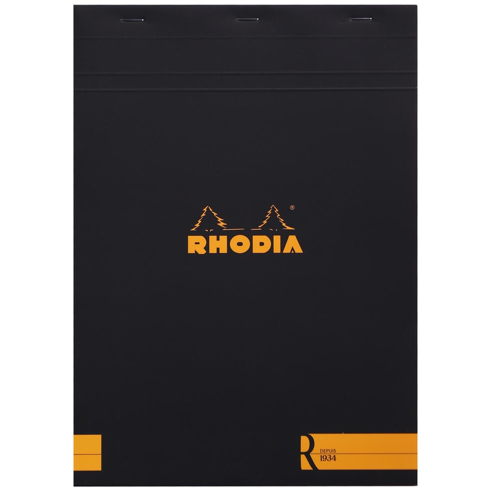 Rhodia - Premium 'R' No. 18 Top Stapled Notepad - A4 - Ruled - Black - Grierson Studio
