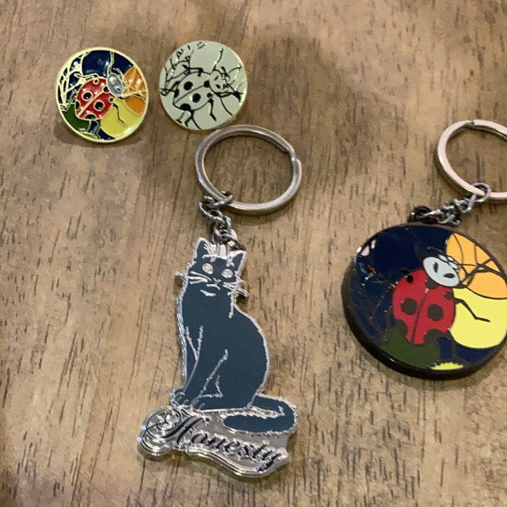 Sibby cat keychain silver metal - Grierson Studio